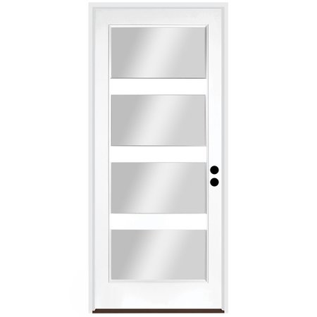 CODEL DOORS 32" x 80" Primed White Contemporary Flush-Glazed Exterior Fiberglass Door 2868LHISPSF20F4LC691615B